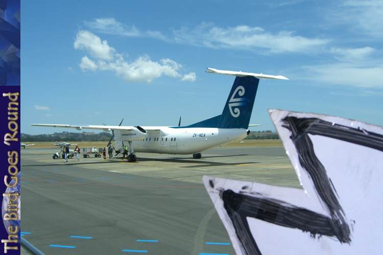 <p>Blame Canada! Blame Canada!...</p><p>This was our leaky airplane. It suffered a 'technical difficulty' just before entering Cook Straight so we made an 'emergency landing' in Wellington... The Nightingale obviously punctured the cabin without anyone noticing.</p><p>It's still Canada's fault though.</p>