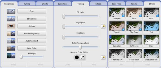 Picasa Editing Options